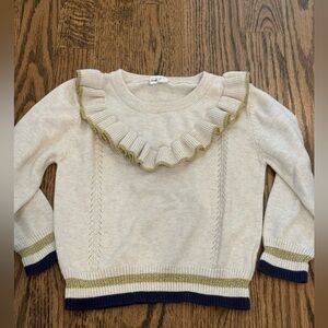 Egg New York Cream sweater- Gold and Navy Trim